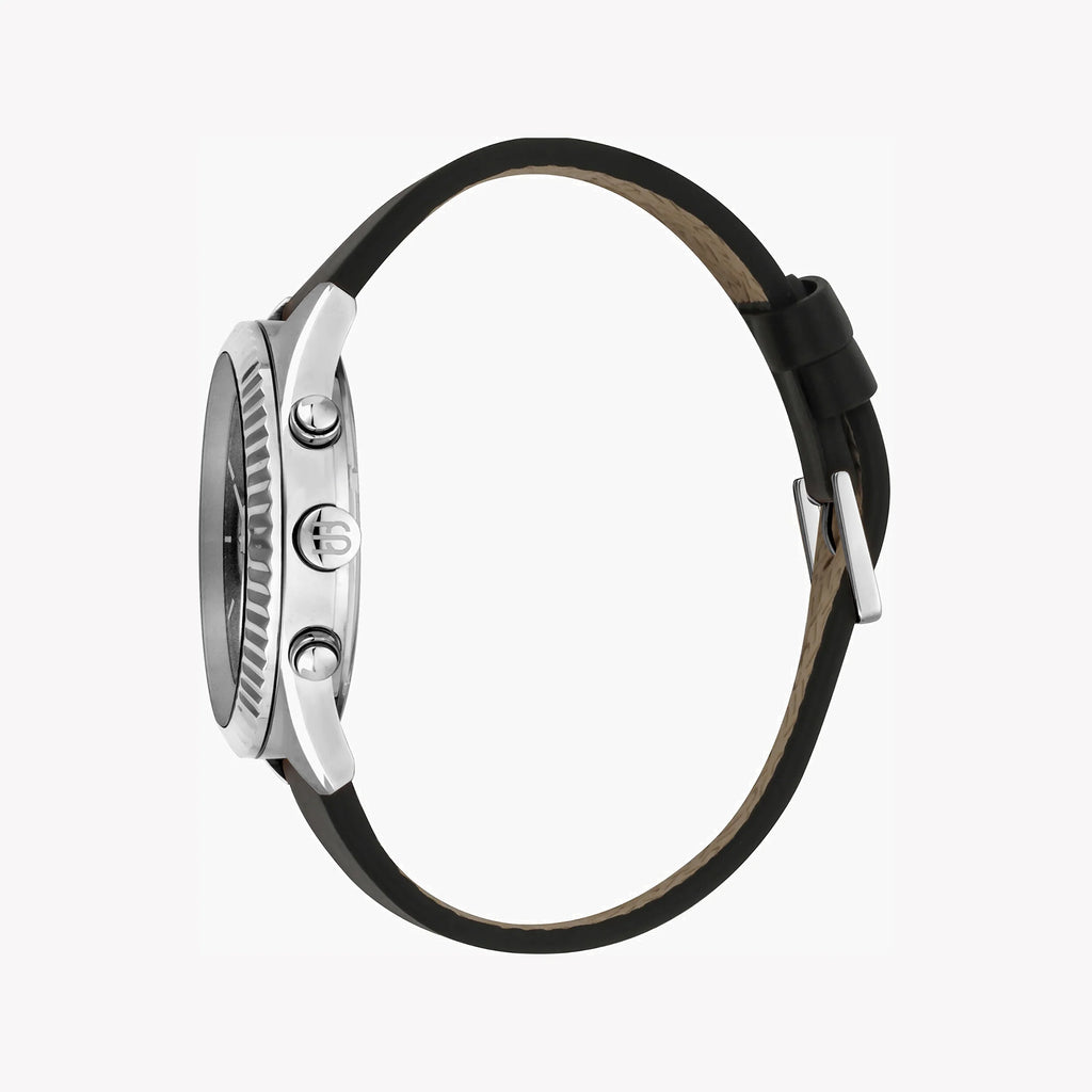 ESPRIT MEN'S STYLISH BLACK LEATHER WATCH - TIMELESS ELEGANCE WITH STAINLESS STEEL CASE