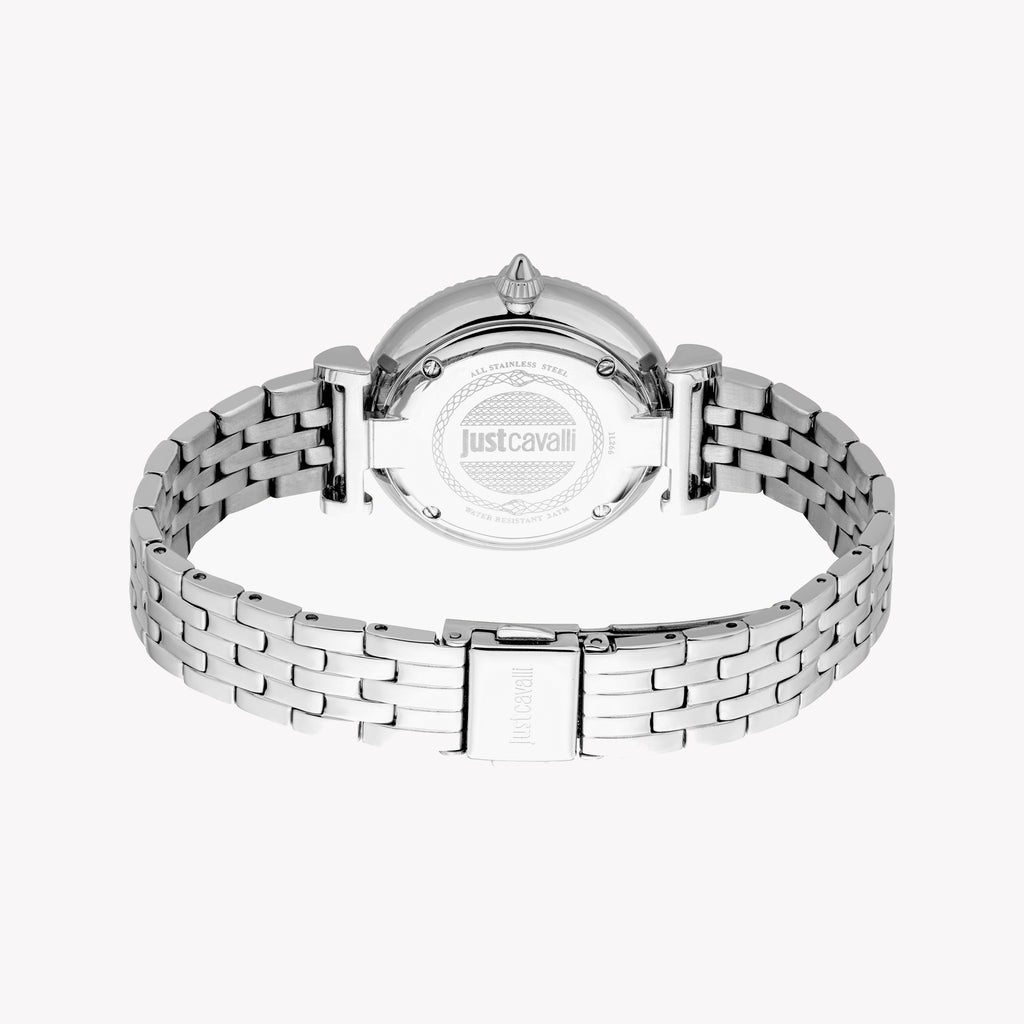 JUST CAVALLI JC1L266M0015 - STUNNING BLUE DIAL ON ELEGANT STAINLESS STEEL WOMEN'S WATCH