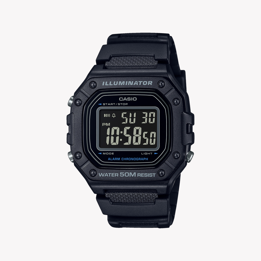 CASIO W-218H-1BVDF SPORTY ELEGANCE - MEN'S BLACK RESIN TIMEPIECE WITH ULTIMATE FUNCTIONALITY