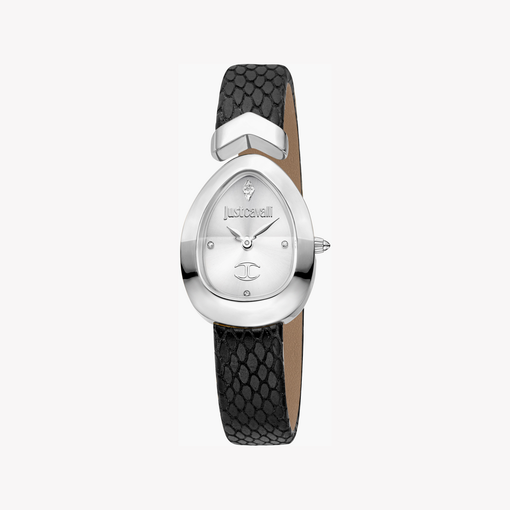 Just Cavalli JC1L321L0015 Women’s Chic Statement Watch - Bold Silver Dial & Stylish Leather Band