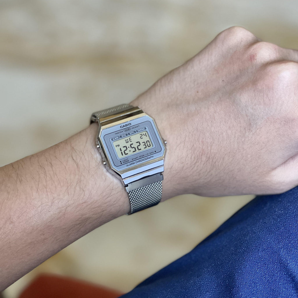 CASIO A700WM-7ADF ELEGANT TIMEKEEPER - MODERN SILVER STYLE Unisex Watch with sleek resin case and versatile features