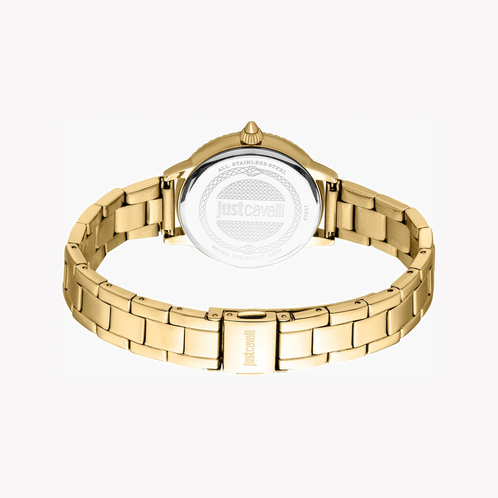 JUST CAVALLI Women's Watch with Gold Stainless Steel Case and Gold Stainless Steel Band