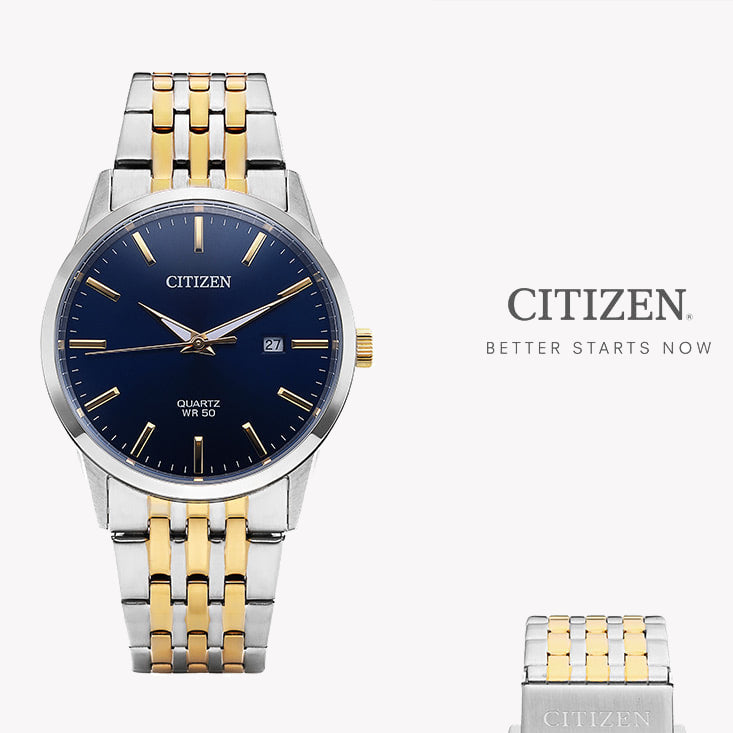 CITIZEN BI5006-81L - ELEGANT BLUE DIAL MEN'S WATCH WITH STAINLESS STEEL & GOLD BAND