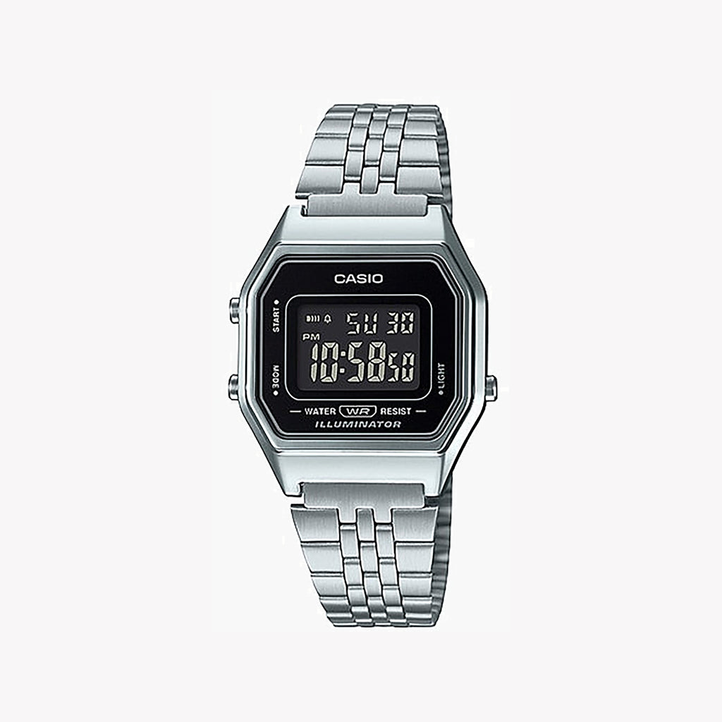 CASIO LA680WA-1BDF SPORTY ELEGANCE - VERSATILE WOMEN'S DIGITAL WATCH with Sleek Silver Design & Functional Features