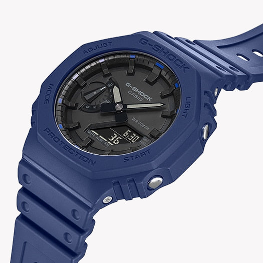 CASIO G-SHOCK GA-2100-2ADR OAK SPORTY INGENUITY - MEN'S WATCH WITH BLUE DIAL & PURPLE CASE
