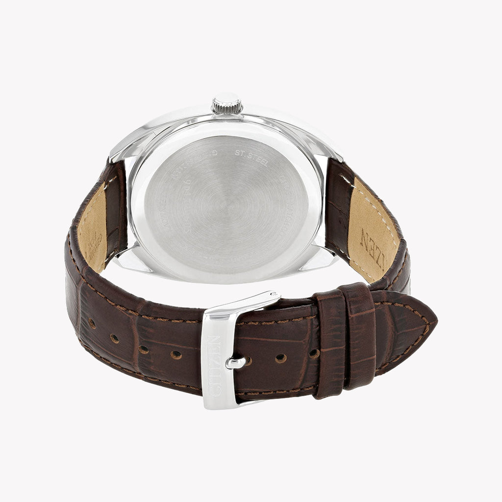 CITIZEN BI5090-09A - ELEGANT TIMEPIECE FOR MODERN MEN: SOPHISTICATED QUARTZ WITH LEATHER BAND