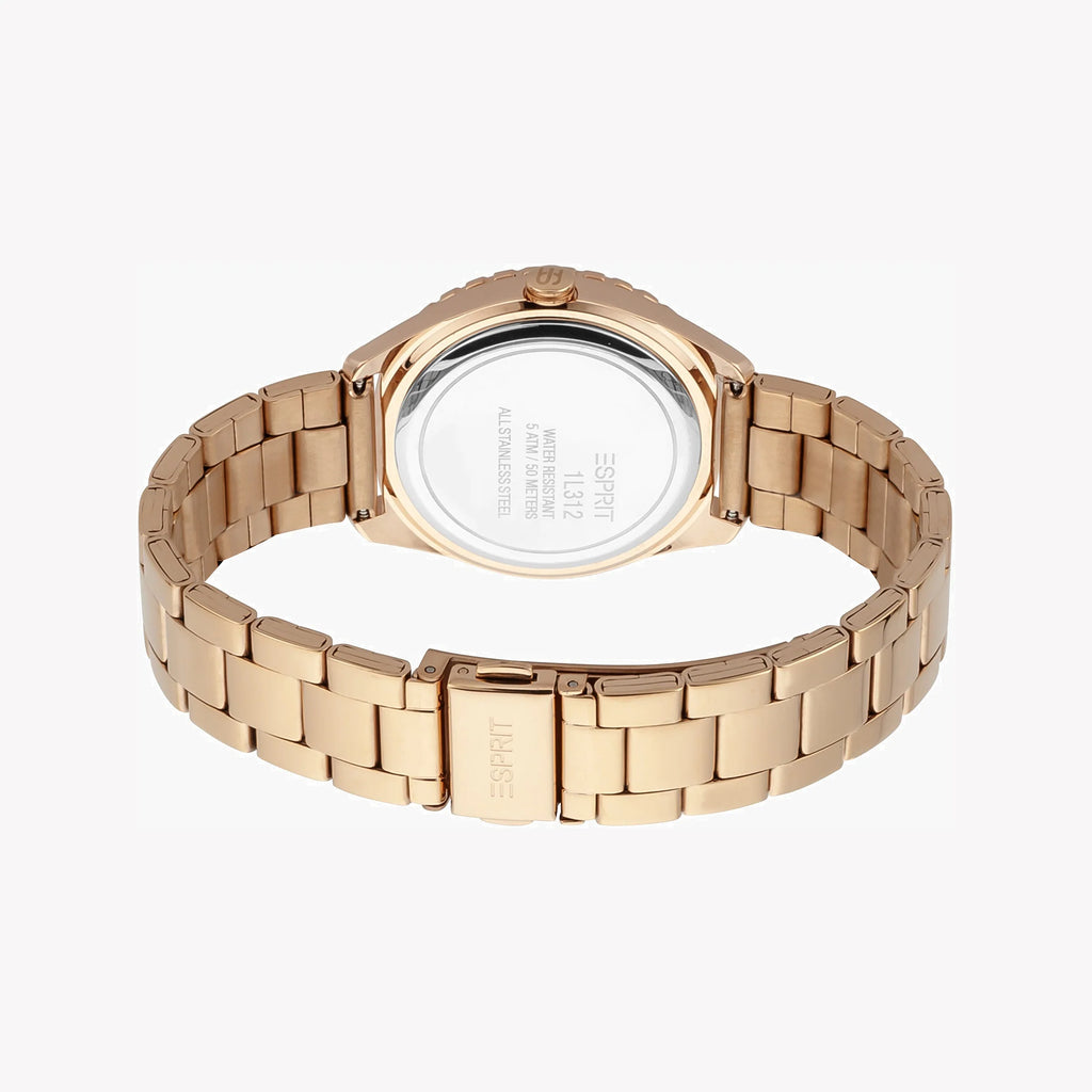 ESPRIT Women's Watch with Silver Stainless Steel Case and Rose Gold Stainless Steel Band