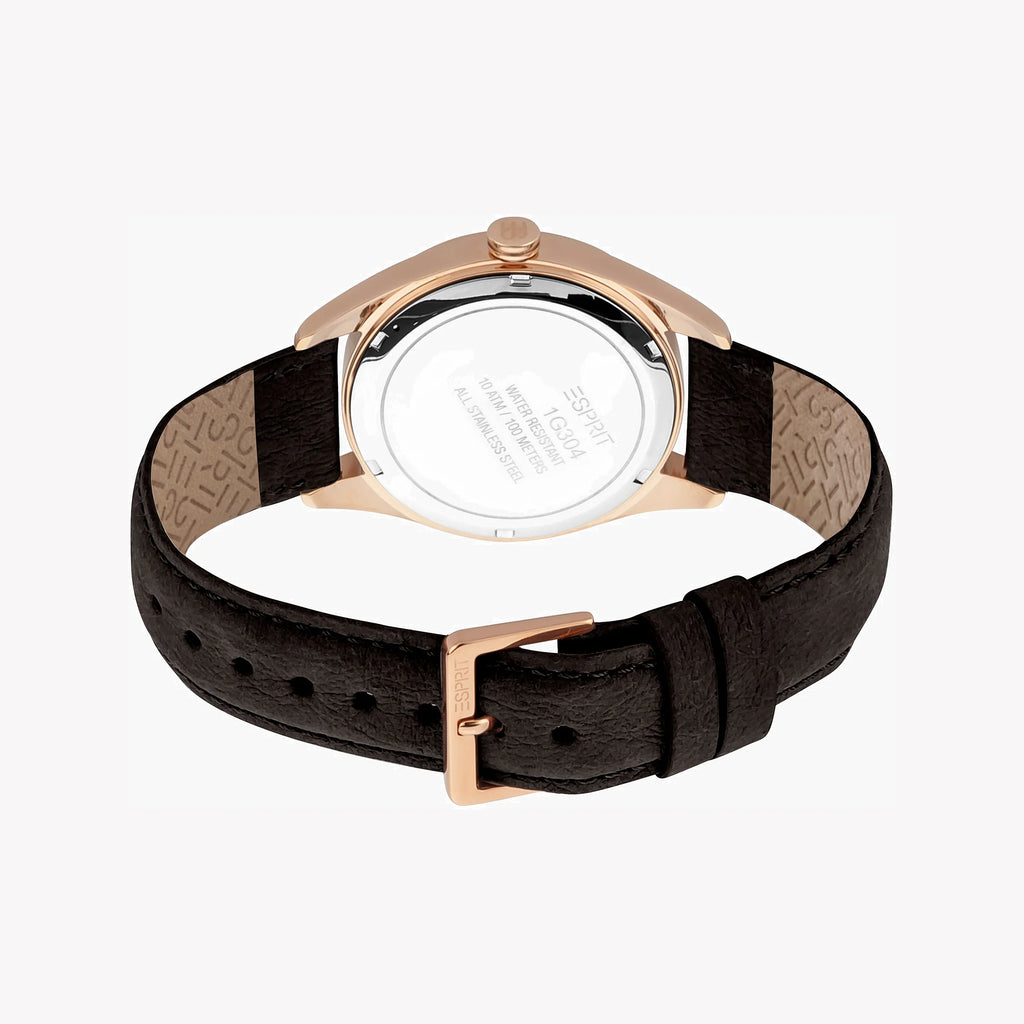 ESPRIT MEN'S CLASSIC TIMEPIECE - ELEGANT BROWN LEATHER & SILVER DIAL WATCH