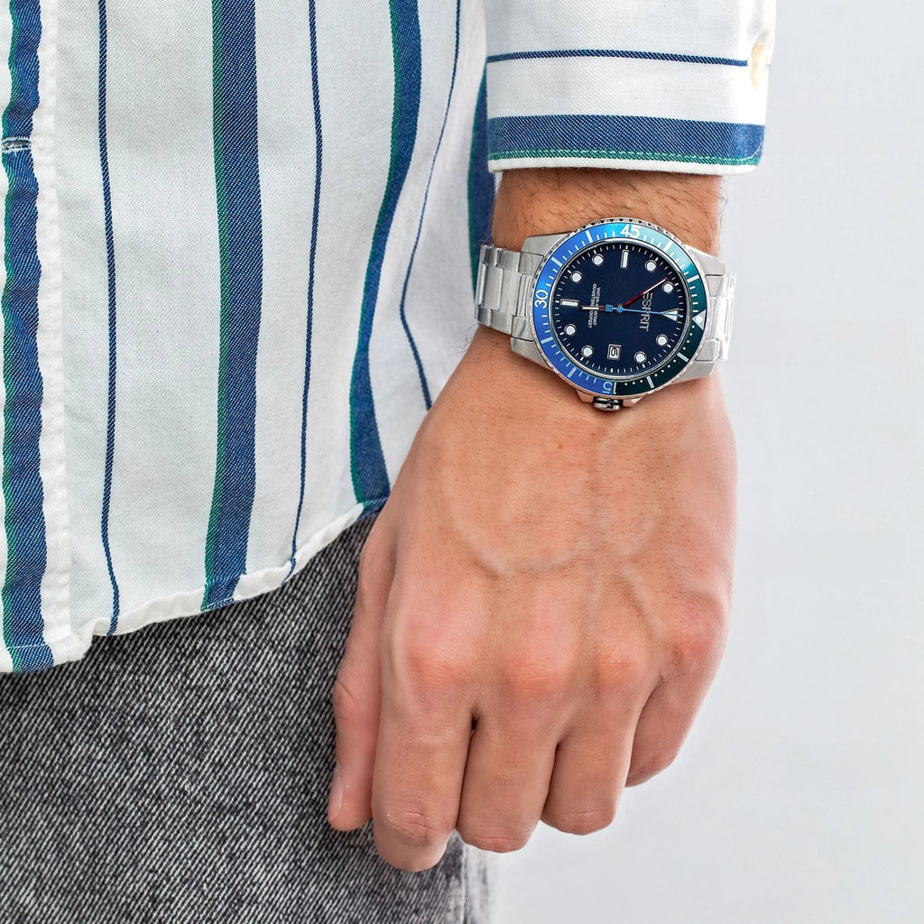 ESPRIT MEN'S TIMEPIECE - STYLISH SILVER & BLUE DIAL WATCH WITH STAINLESS STEEL BAND