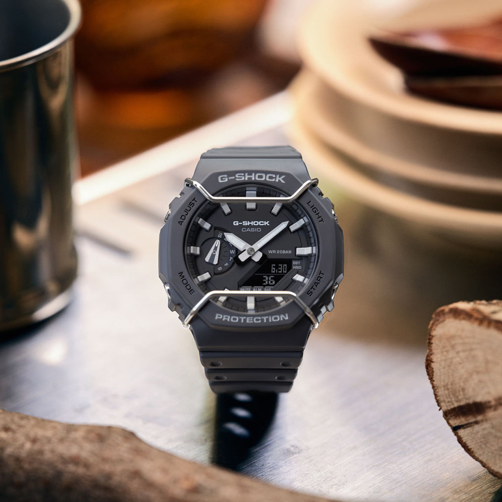 CASIO G-SHOCK GA-2100PTS-8ADR OAK COMPACT - BOLD GRAY ADVENTURE Men's Watch with sleek gray resin band and dial