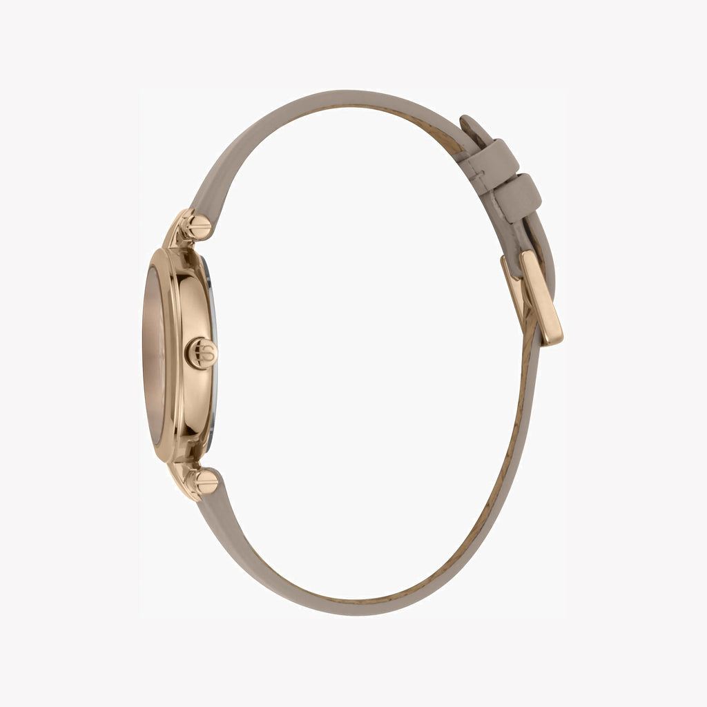 ESPRIT Women's Watch with Rose Gold Stainless Steel Case and Beige Leather Band