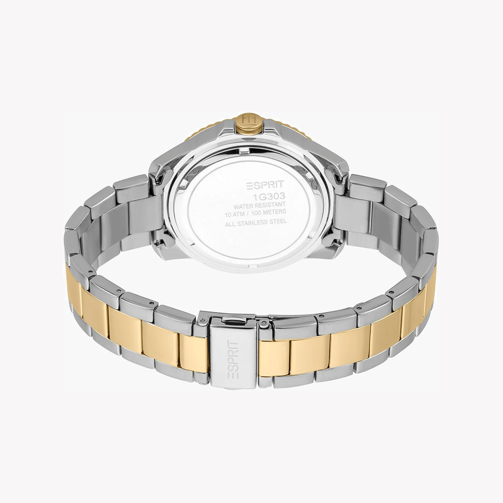 ESPRIT MEN'S ELEGANCE - SILVER & GOLD STAINLESS STEEL WATCH WITH BLACK DIAL