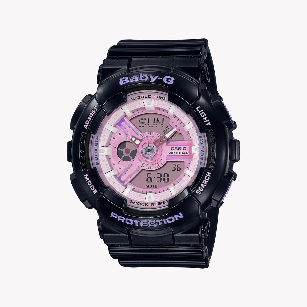 CASIO BABY-G BA-110PL-1ADR - SPORTY ELEGANCE WITH VIBRANT PINK DIAL & BLACK RESIN BAND