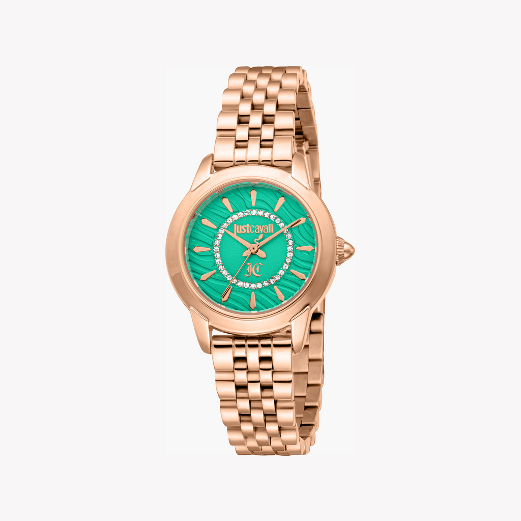 JUST CAVALLI JC1L333M0045 - ROSE GOLD & GREEN GLAMOUR - STYLISH WOMEN'S WATCH