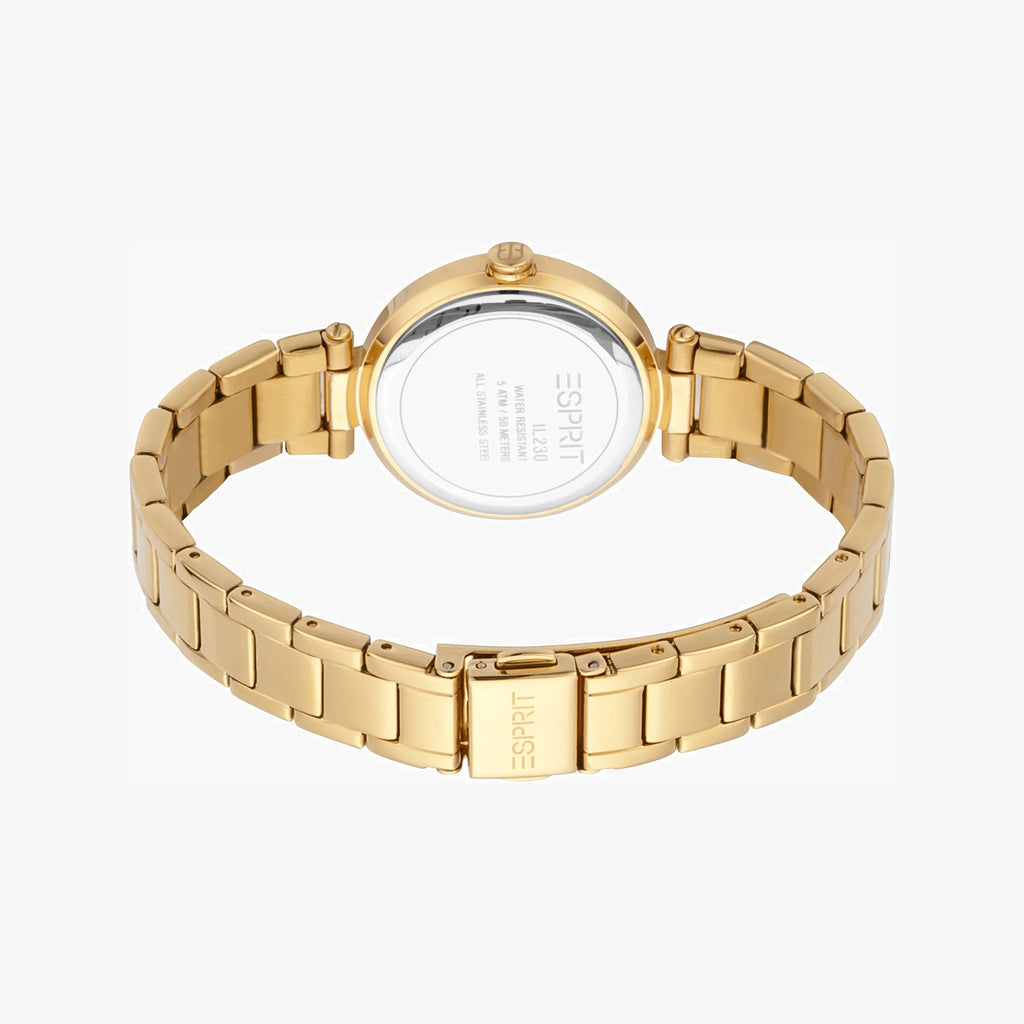 ESPRIT Women's Watch with Gold Stainless Steel Case and Gold Stainless Steel Band