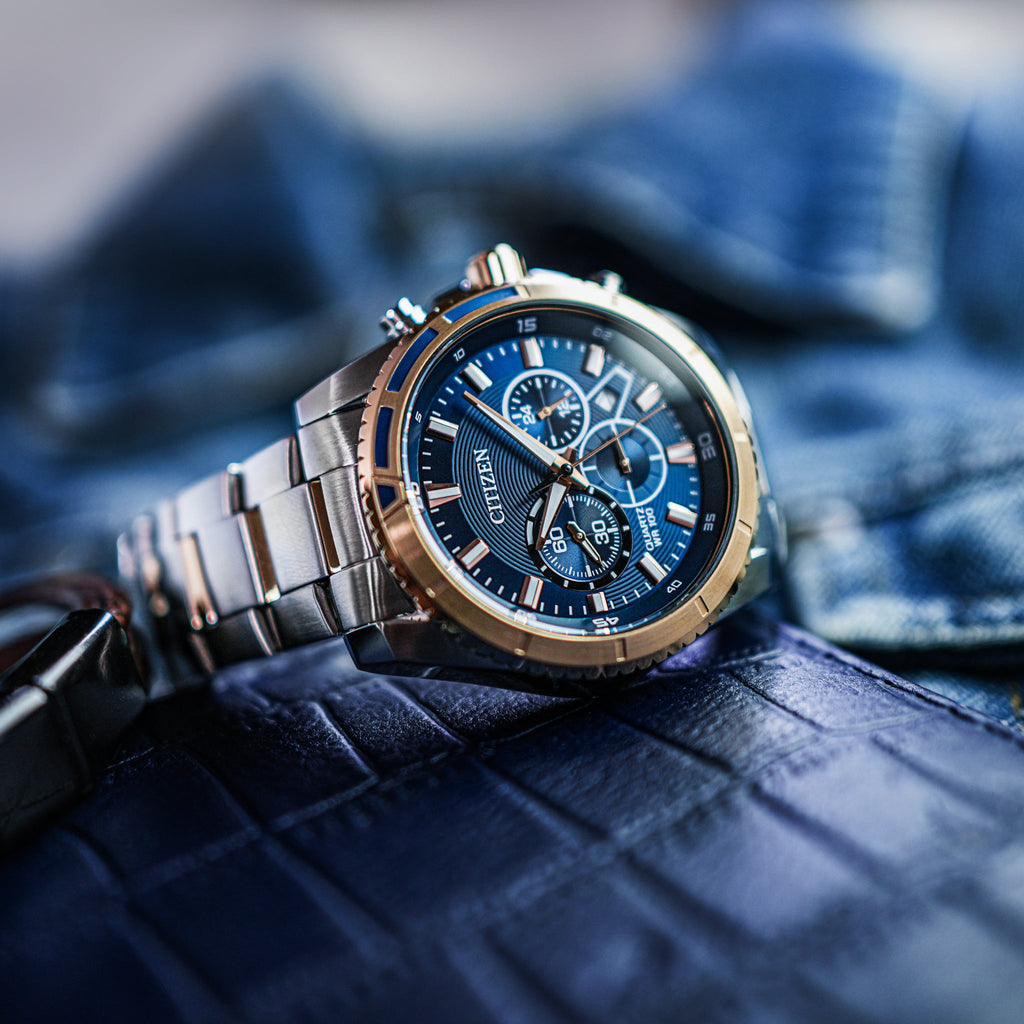 CITIZEN AN8206-53L - MODERN MASTERPIECE: STYLISH MEN'S CHRONOGRAPH with BLUE DIAL & STAINLESS STEEL BAND