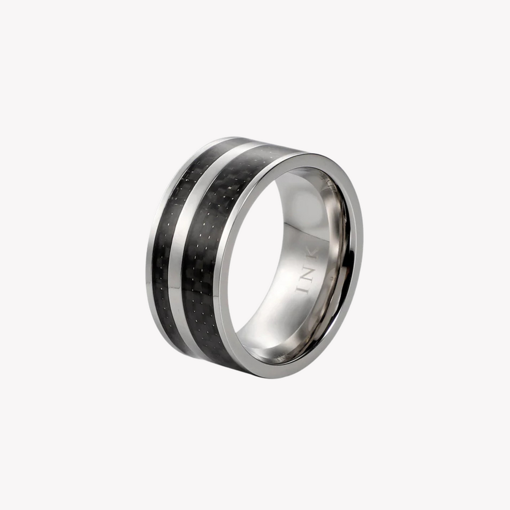 ZINK Men's Silver & Black Stainless Steel Ring | ZJRG016SPS
