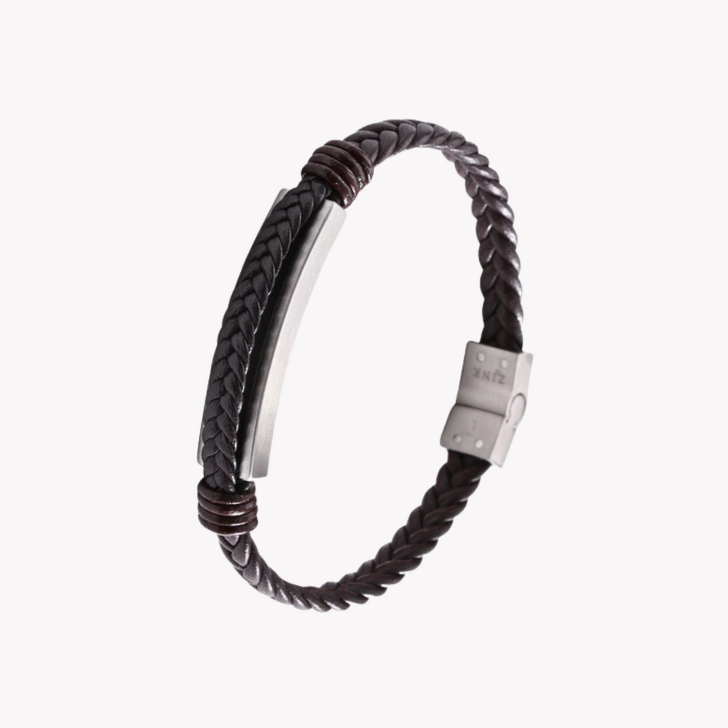 ZINK Men's Brown & Silver Stainless Steel Bracelet | ZJBC028SCLBR