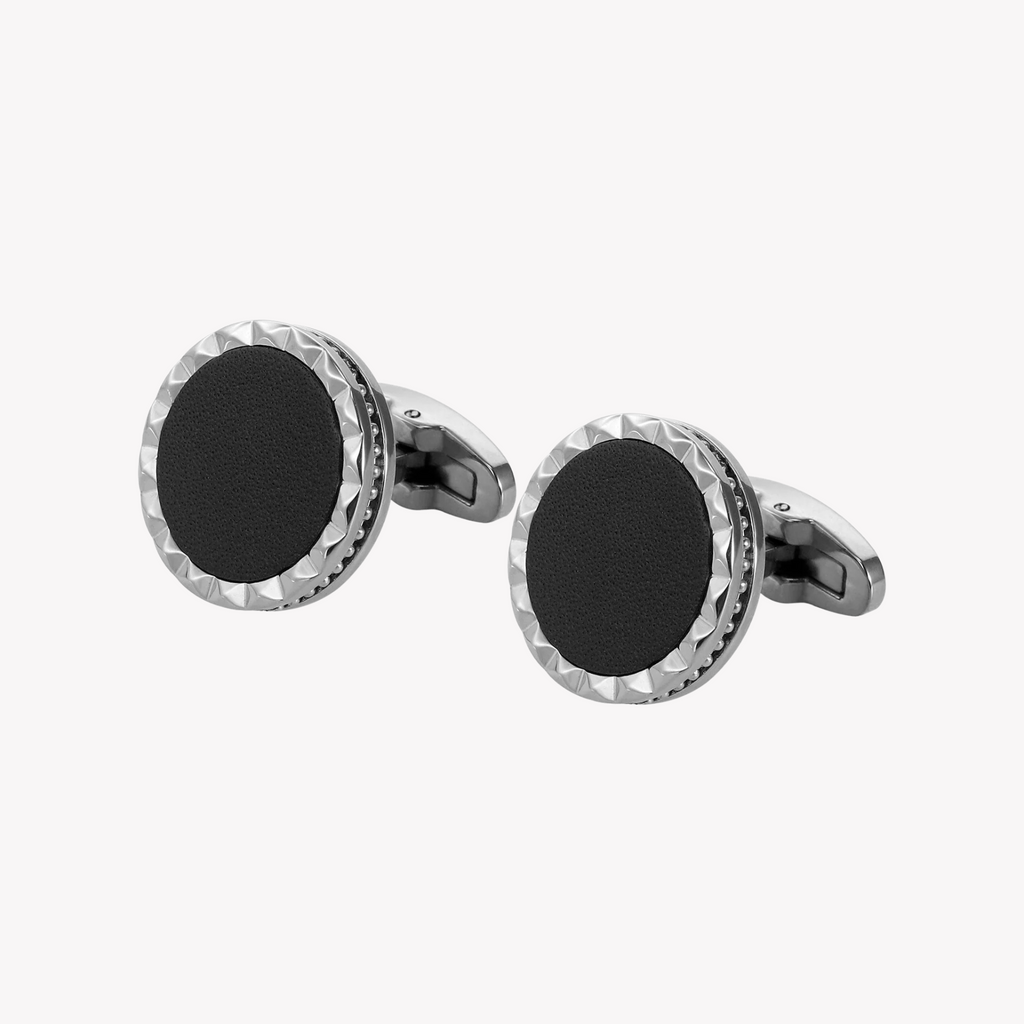 ZINK Men's Silver & Black Stainless Steel Cufflinks | ZJCL003S