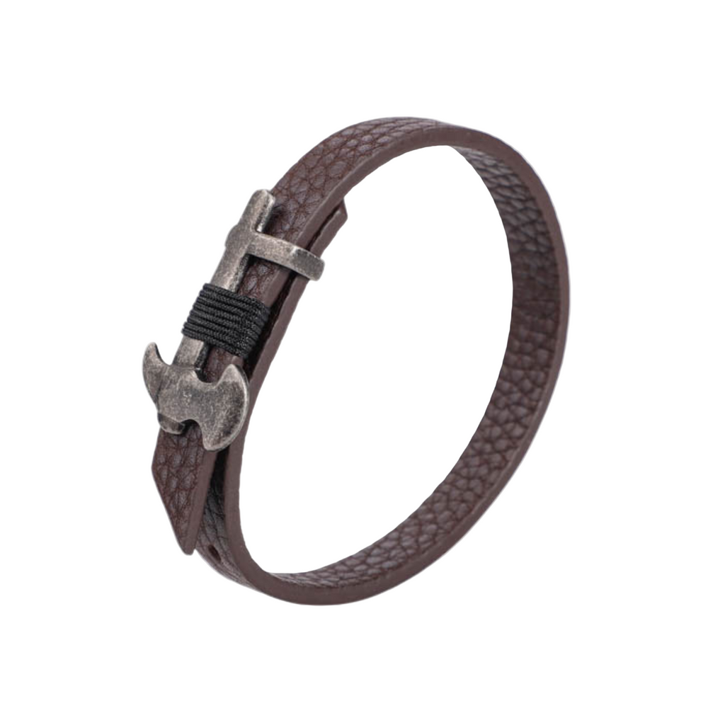 ZINK Men's Brown Stainless Steel & Leather Bracelet | ZJBC045BR