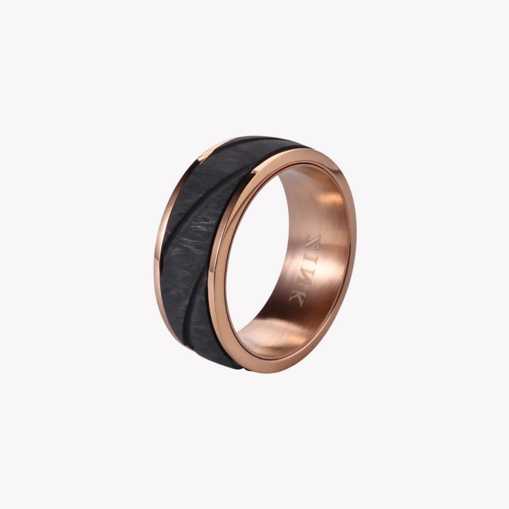 ZINK Men's Rose Gold & Black Stainless Steel Ring | ZJRG03311