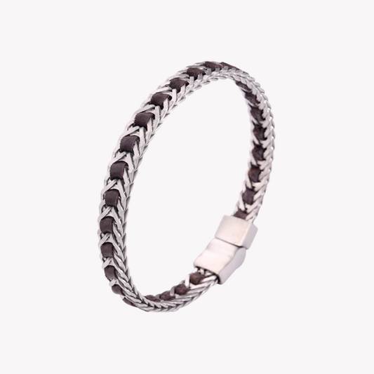ZINK Men's Rose Gold & Brown Bracelet | Stainless Steel & Leather | ZJBC03710