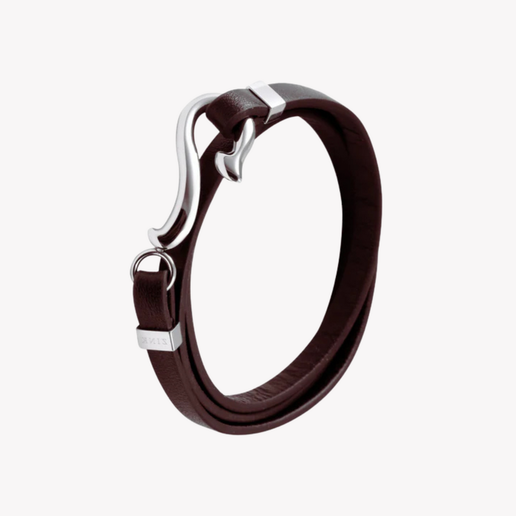 ZINK Men's Brown & Silver Stainless Steel Bracelet | ZJBC026LMBR