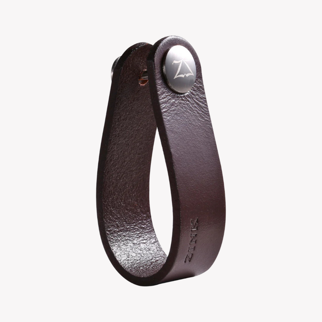 ZINK Men's Brown Leather & Stainless Steel Keychain | ZJKC007BR