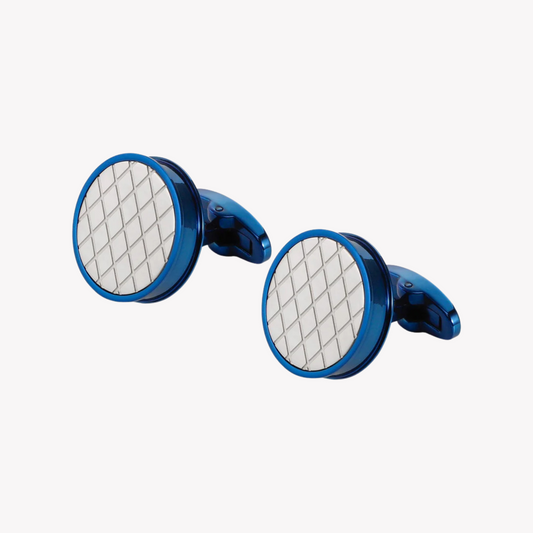 ZINK Men's Stainless Steel Blue & Silver Cufflink | ZJCL004BL