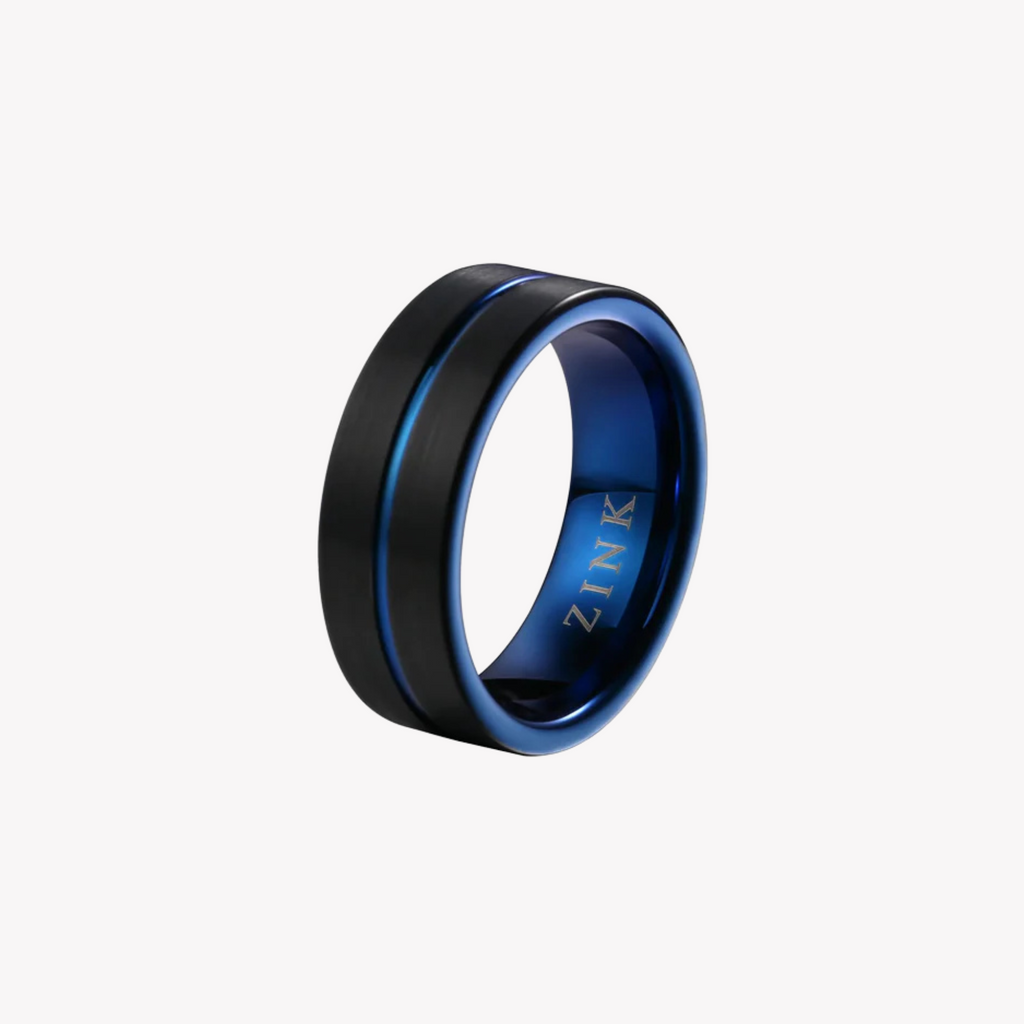 ZINK Men's Black & Blue Stainless Steel/Tungsten Ring | ZJRG031TBBL