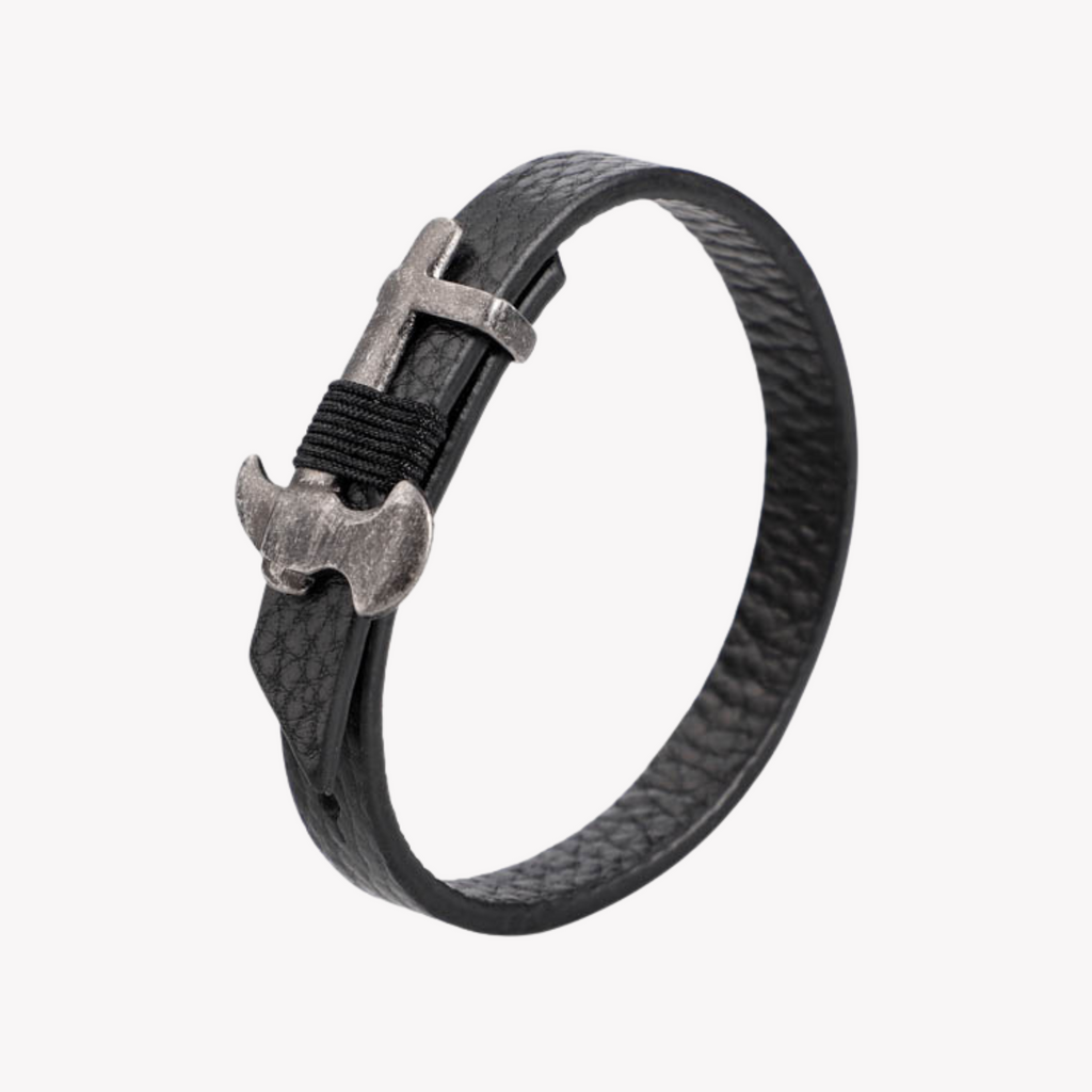 ZINK Men's Black Stainless Steel & Leather Bracelet | ZJBC045B