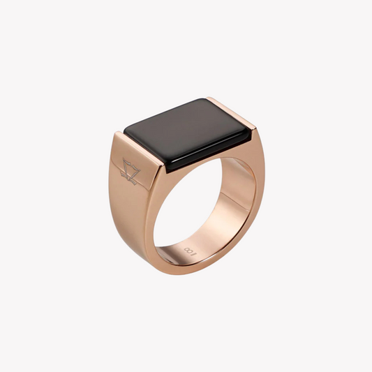 ZINK Men's Gold & Black Stainless Steel Ring | ZJRG039G