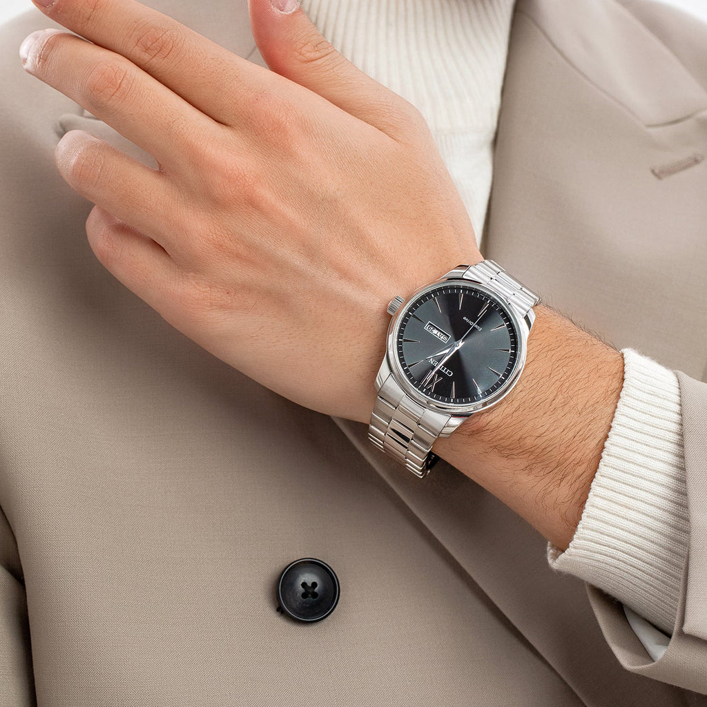 CITIZEN BM8550-81E DYNAMIC PRECISION - STYLISH MEN'S STAINLESS STEEL WATCH with BLACK DIAL & DAY/DATE FUNCTIONS