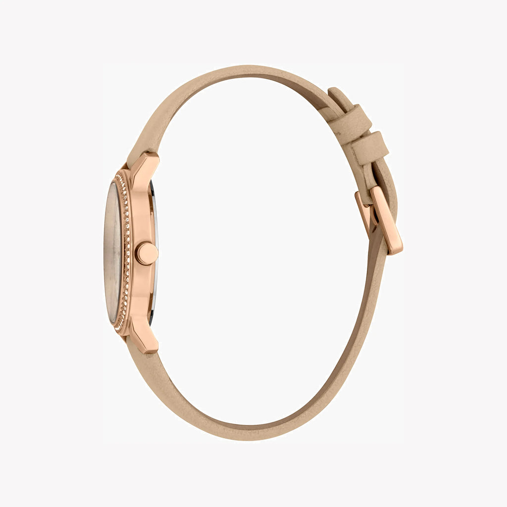 ESPRIT Women's Watch with Rose Gold Stainless Steel Case and Beige Leather Band