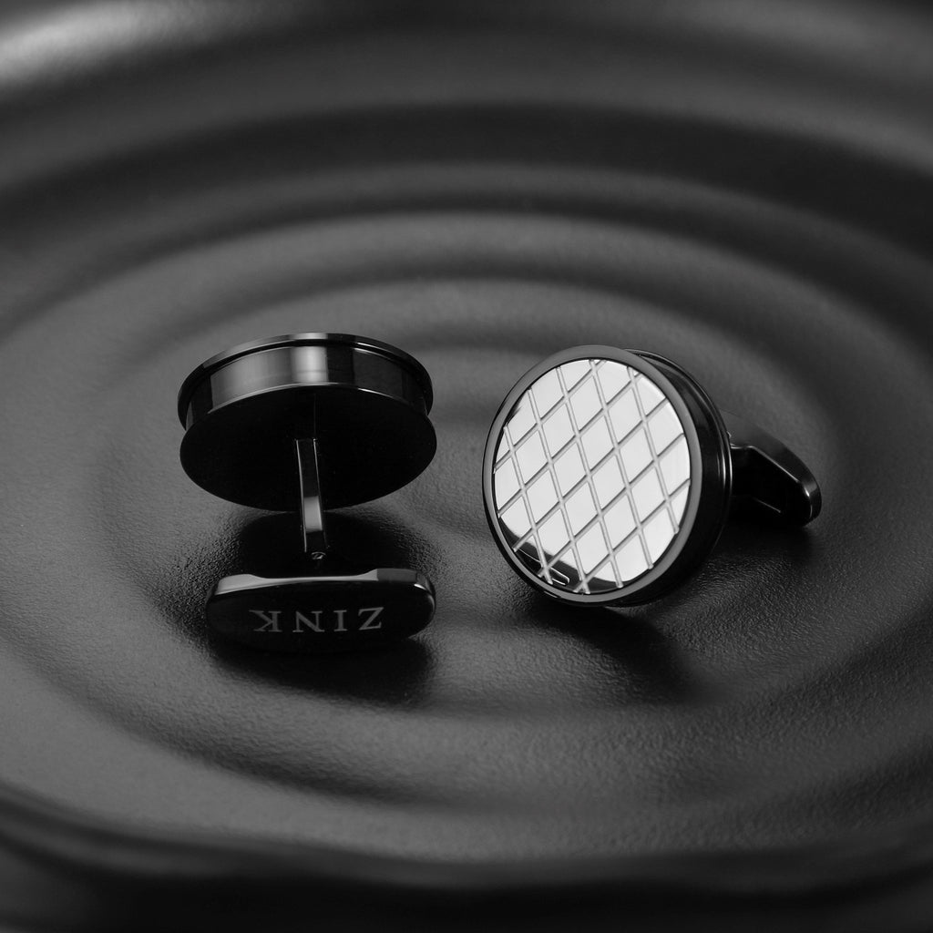 ZINK Men's Stainless Steel Black & Silver Cufflink | ZJCL004B