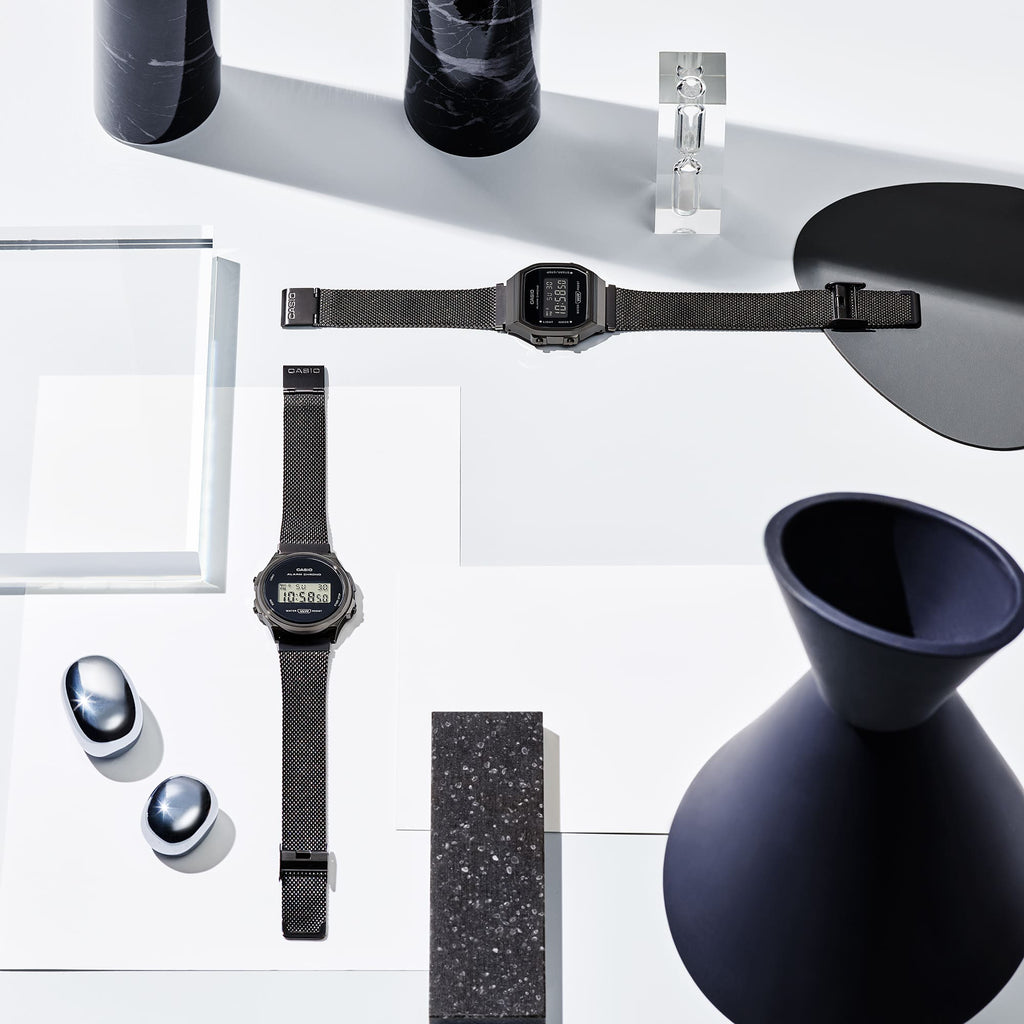 CASIO A168WEMB-1BDF RETRO CHIC - BLACK RESIN & STAINLESS STEEL UNISEX WATCH