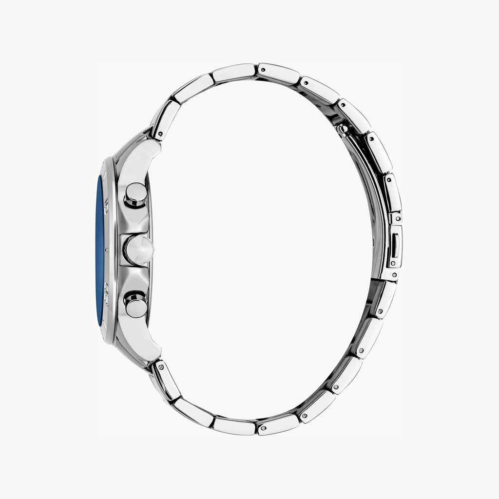 JUST CAVALLI ALLURE - ELEGANT SILVER ALLOY STEEL MEN'S WATCH WITH BLUE DIAL