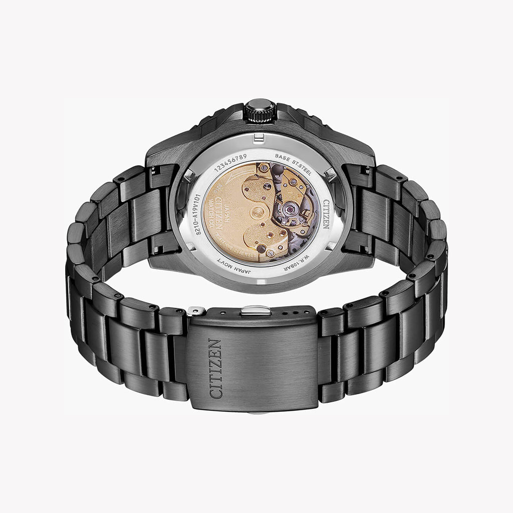 CITIZEN NJ0177-84X BLACK STEEL - STRIKING GREEN DIAL MEN'S AUTOMATIC WATCH