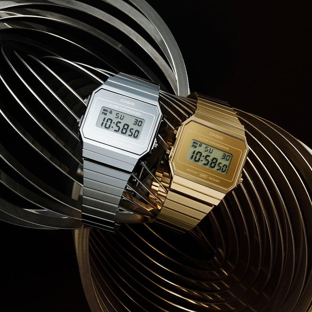 CASIO A700WEV-7ADF - SPORTY ELEGANCE DIGITAL TIMEPIECE WITH STAINLESS STEEL BAND