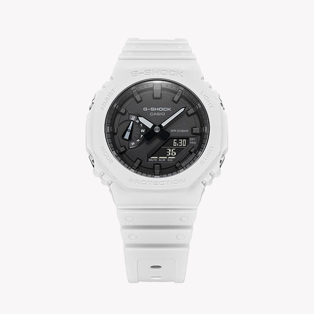 CASIO G-SHOCK GA-2100-7ADR OAK - CHIC RESILIENCE MEN'S WATCH with White Resin Band and Sleek Design