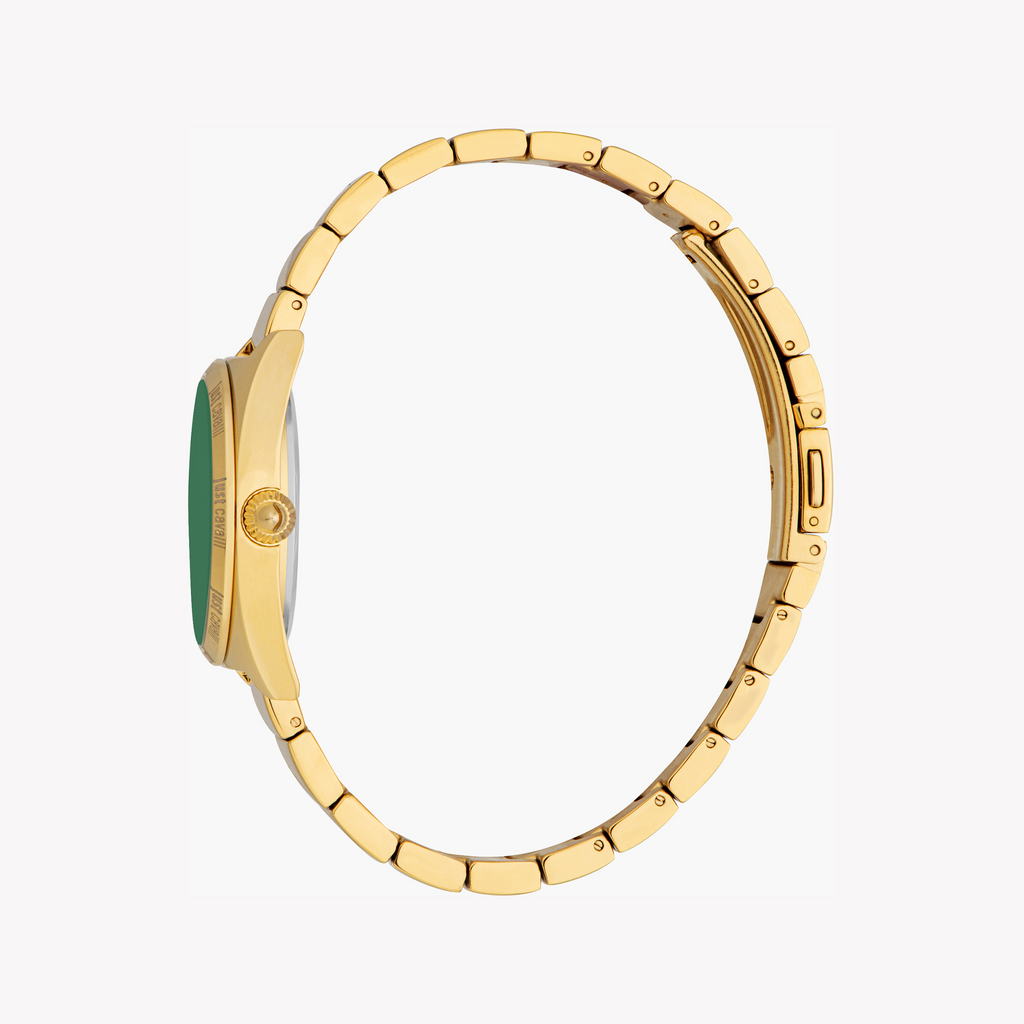 JUST CAVALLI JC1L329M0065 - BOLD ELEGANCE TIMEPIECE WITH DARK GREEN DIAL & GOLD BAND
