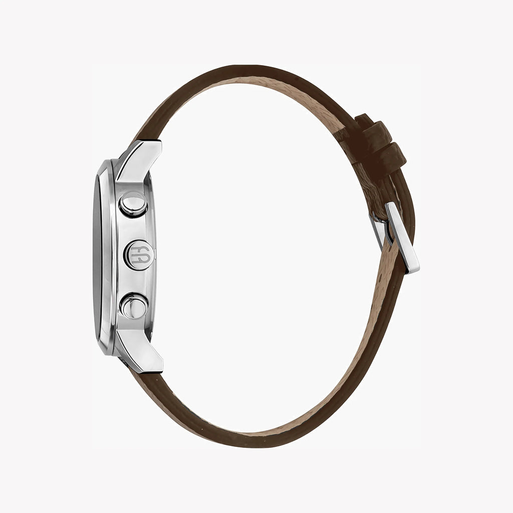 ESPRIT ELEGANCE - TIMELESS MEN'S WATCH with Brown Leather Band & Black Dial - Durable Stainless Steel 42mm