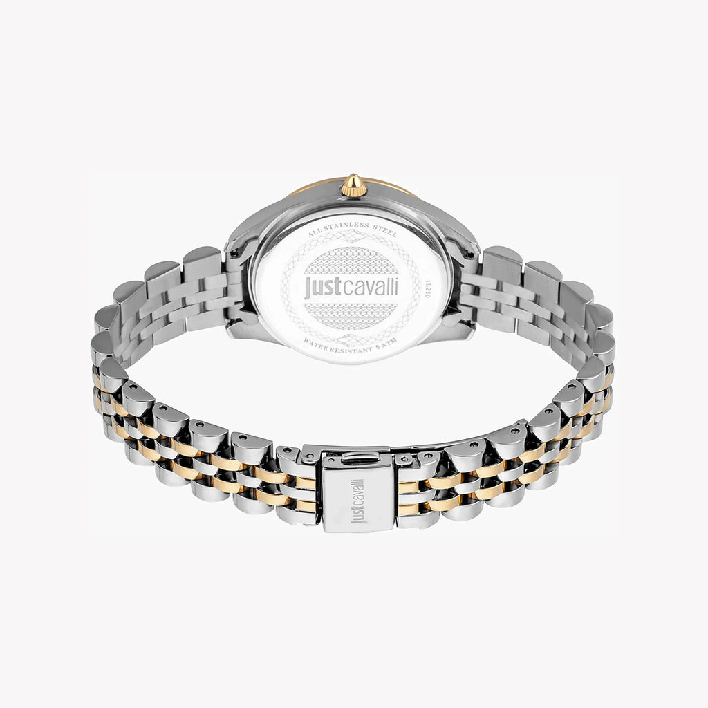 JUST CAVALLI Women's Watch with Silver & Gold Stainless Steel Case and Silver & Gold Stainless Steel Band