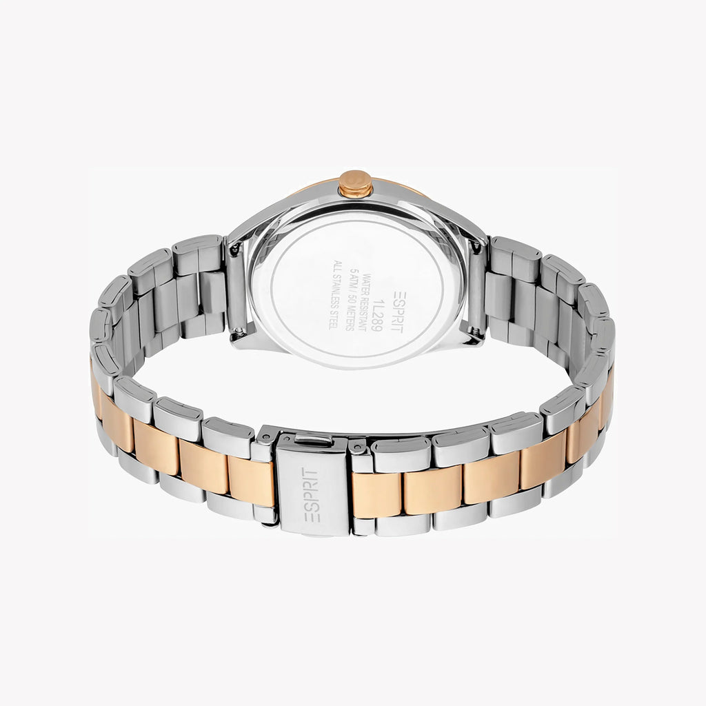 ESPRIT Women's Watch with Silver Stainless Steel Case and Silver & Rose Gold Stainless Steel Band