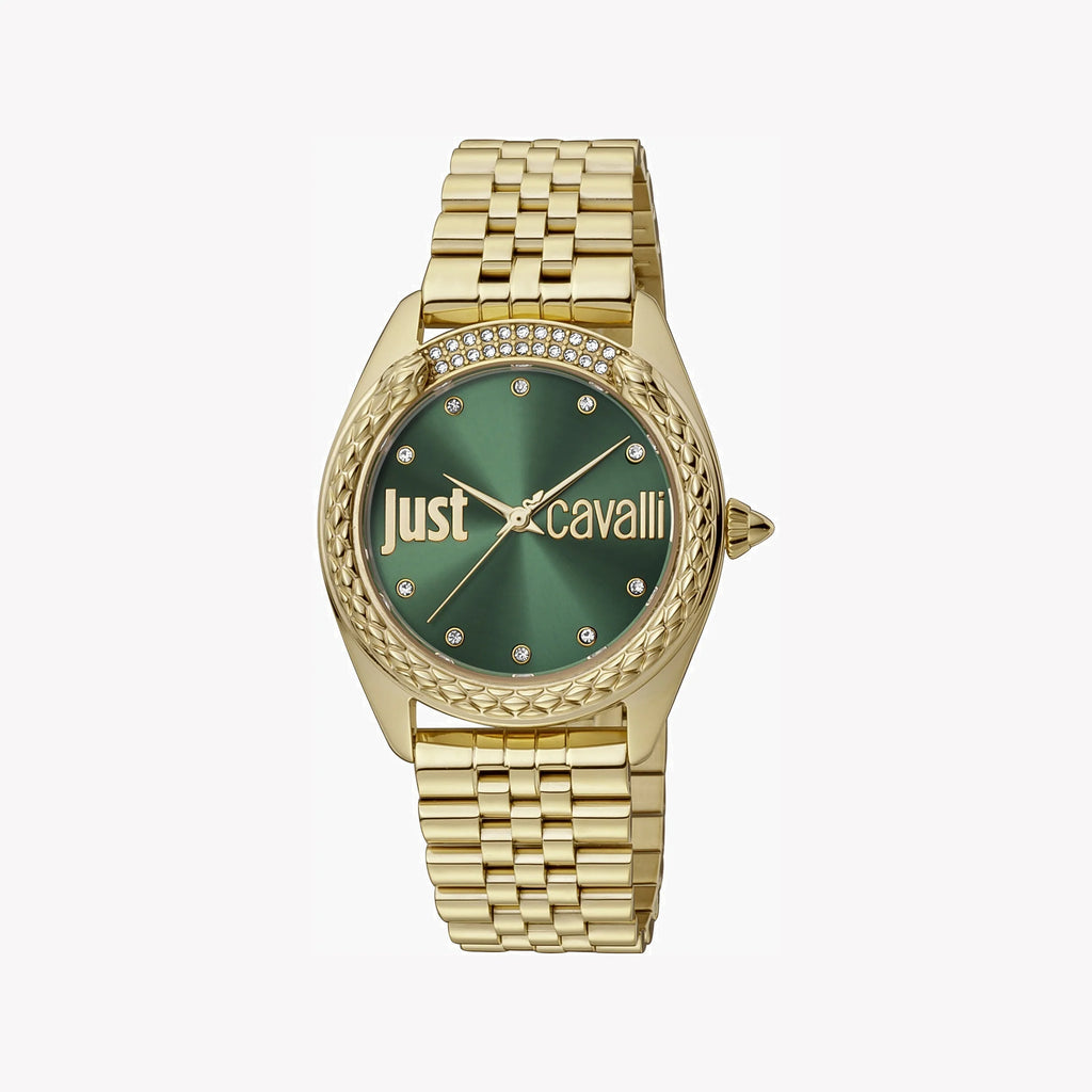 JUST CAVALLI Women's Watch with Gold Stainless Steel Case and Gold Stainless Steel Band