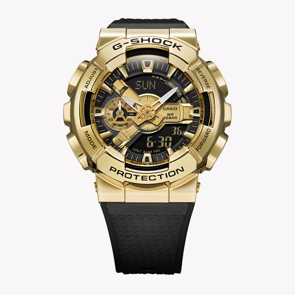 CASIO G-SHOCK GM-110G-1A9DR - BOLD GOLD ADVENTURER Men's Watch with Black Resin Band