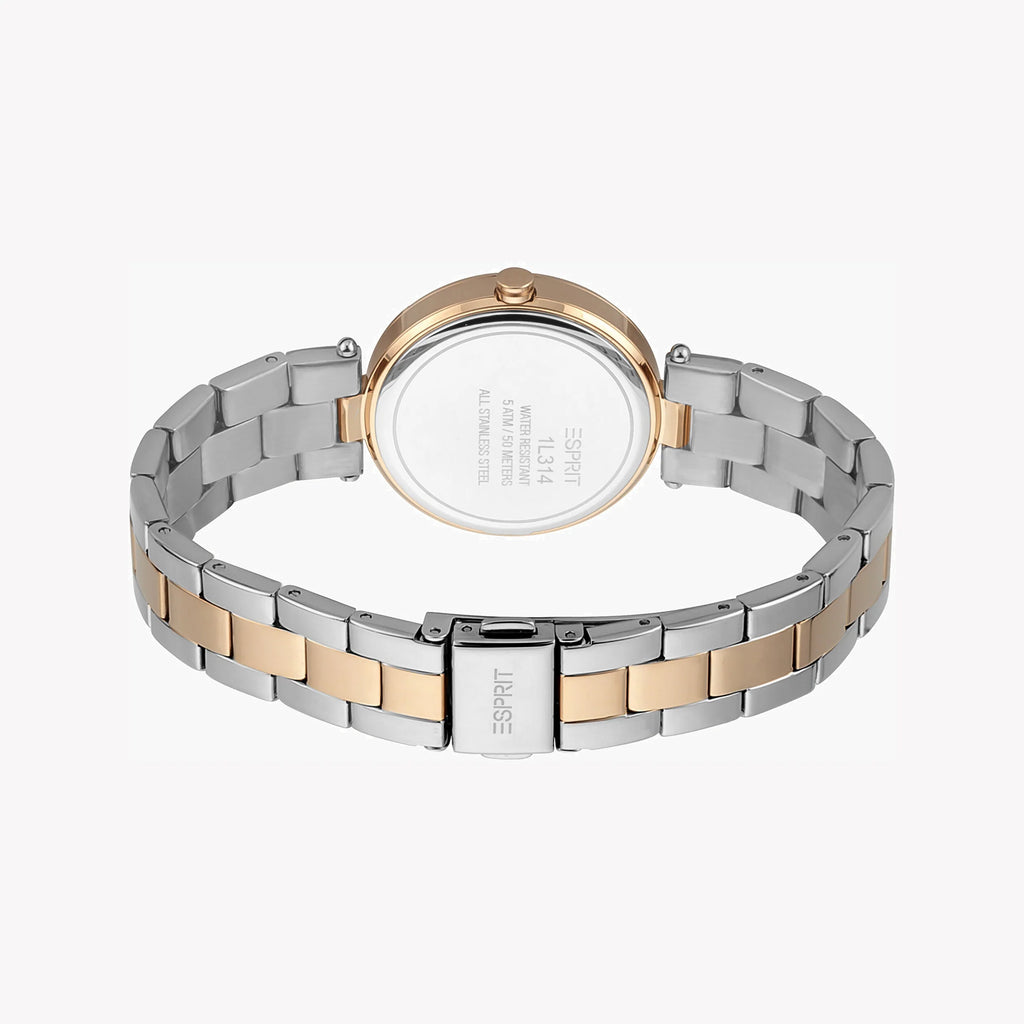 ESPRIT Women's Watch with Rose Gold Stainless Steel Case and Silver & Rose Gold Stainless Steel Band