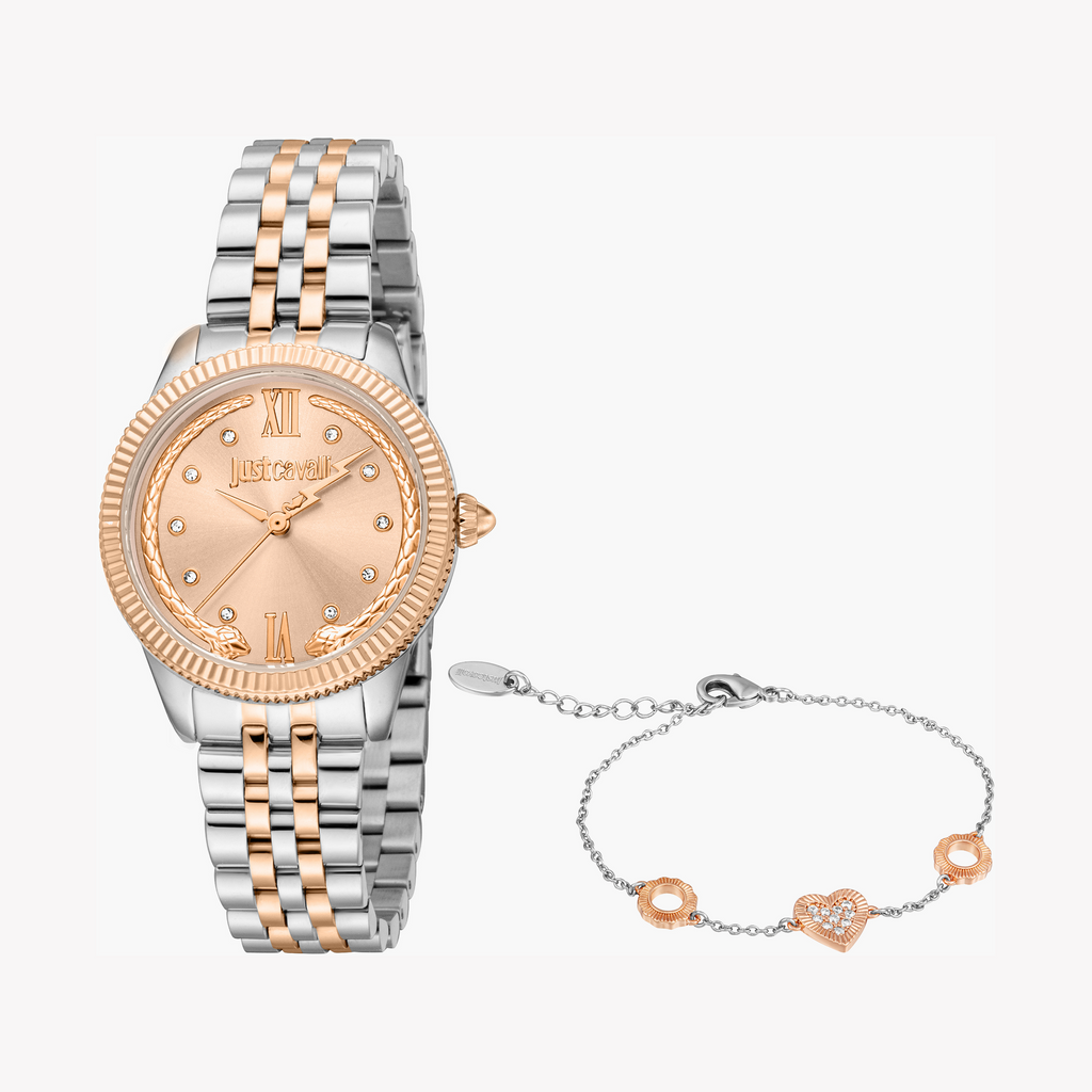 JUST CAVALLI JC1L315M0095 - STUNNING TWO-TONE ROSE GOLD & SILVER WOMEN'S WATCH