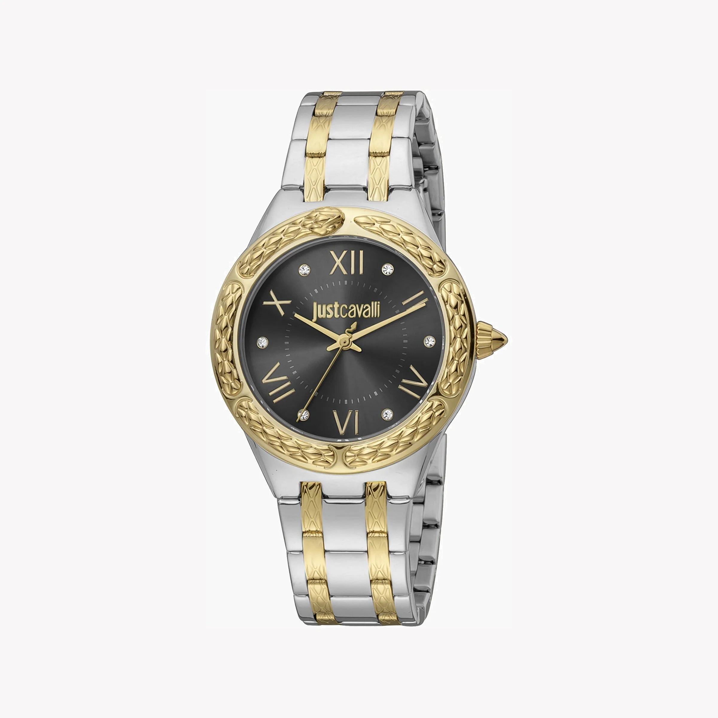 JUST CAVALLI Women's Watch with Silver & Gold Stainless Steel Case and Silver & Gold Stainless Steel Band