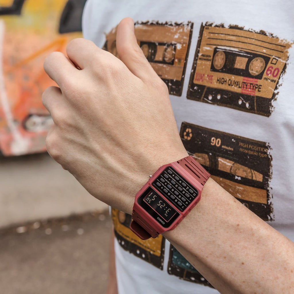 CASIO CA-53WF-4BDF SPORTY VIBRANCE - MEN'S DIGITAL WATCH WITH RED RESIN BAND & MULTIFUNCTIONAL CAPABILITIES